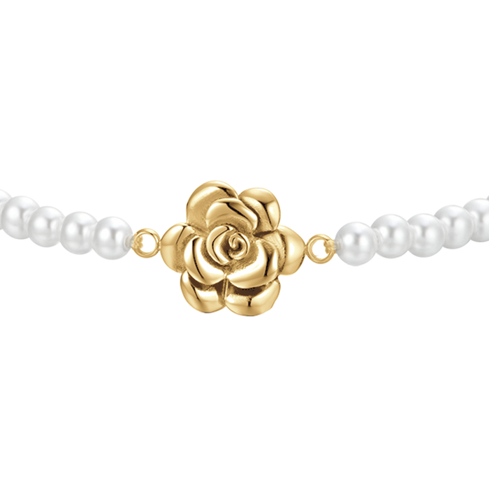 BRACCIALE DONNA IN ACCIAIO IP GOLD PERLE E ROSA