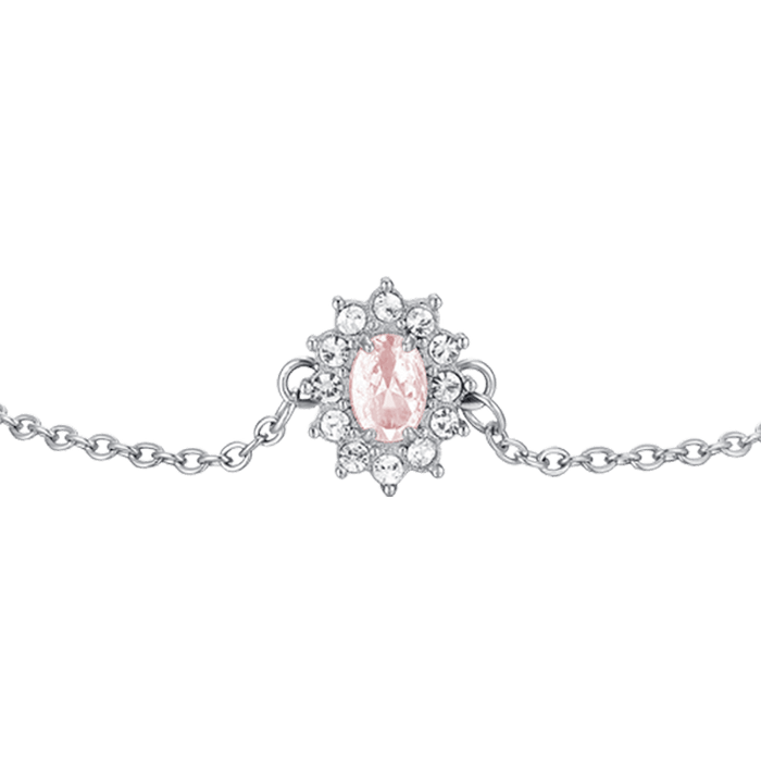 BRACCIALE DONNA IN ACCIAIO CRISTALLI E ZIRCONE ROSA