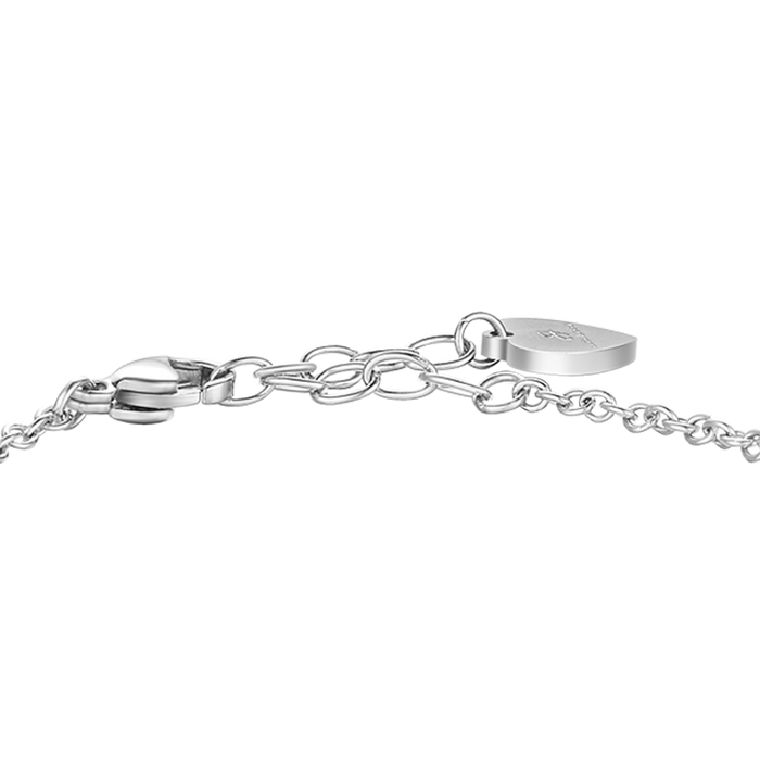 BRACCIALE IN ACCIAIO CON CORNO ROSSO E QUADRIFOGLIO