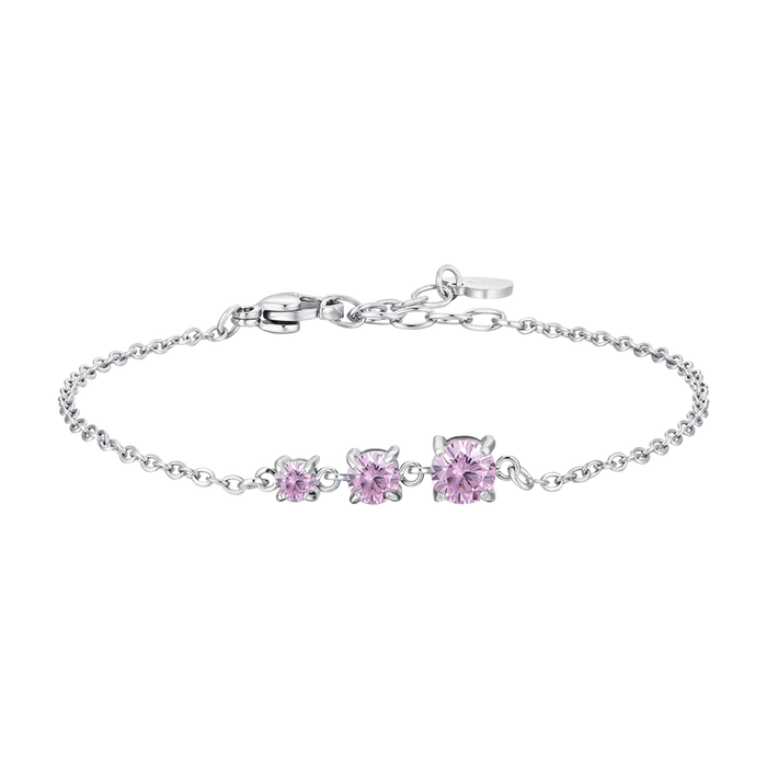 BRACCIALE DONNA IN ACCIAIO CON ZIRCONI ROSA