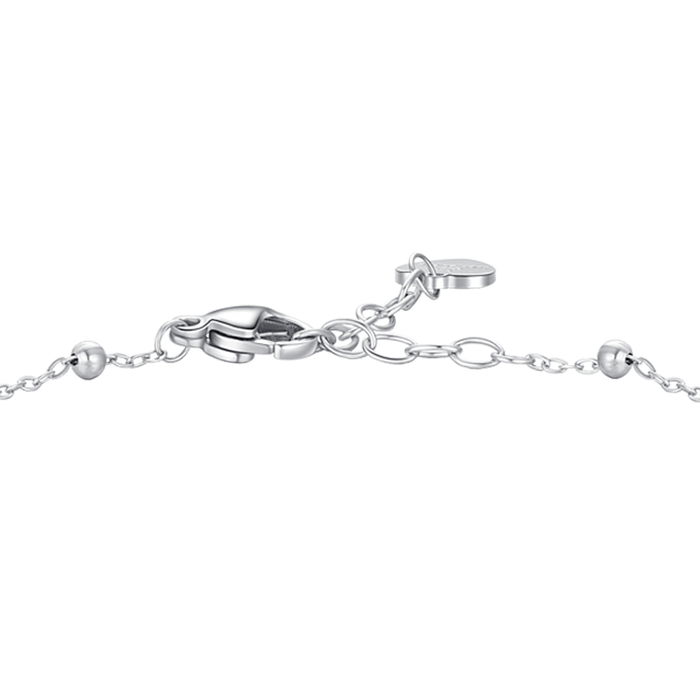 BRACCIALE DONNA IN ACCIAIO CON QUADRIFOGLIO E PUNTI LUCE DI ZIRCONE BIANCO