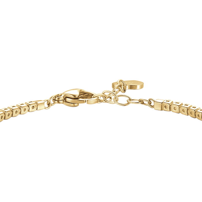 BRACCIALE TENNIS DONNA IN ACCIAIO COLORE ORO CON ZIRCONI ROSSI