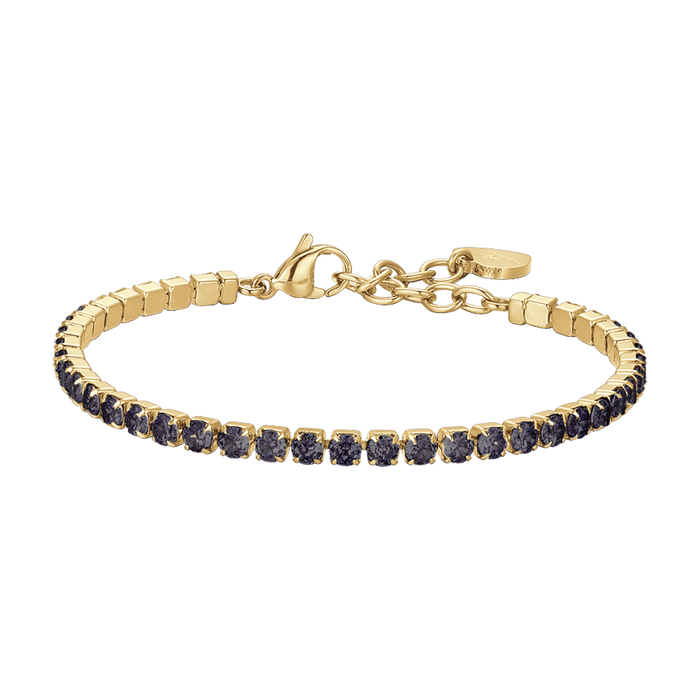 BRACCIALE DONNA TENNIS IN ACCIAIO IP GOLD CON CRISTALLI NERI