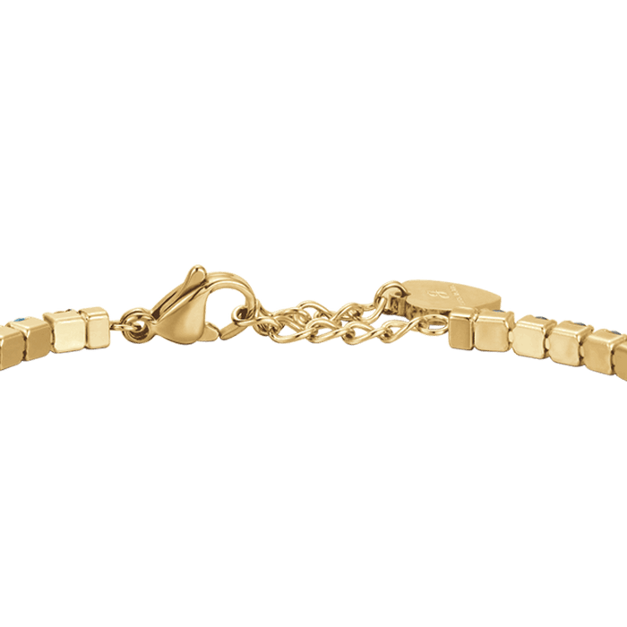 BRACCIALE DONNA TENNIS IN ACCIAIO IP GOLD CON CRISTALLI AZZURRI