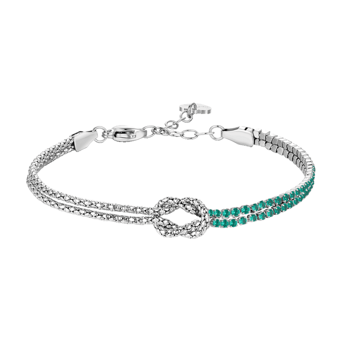 BRACCIALE DONNA IN ACCIAIO CON NODO E ZIRCONI VERDI