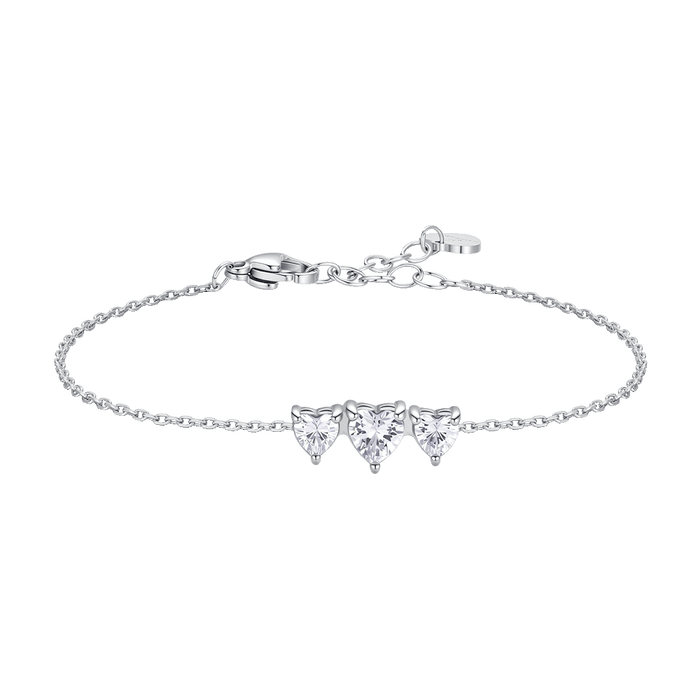 BRACCIALE DONNA IN ACCIAIO CON CUORI CON ZIRCONI BIANCHI