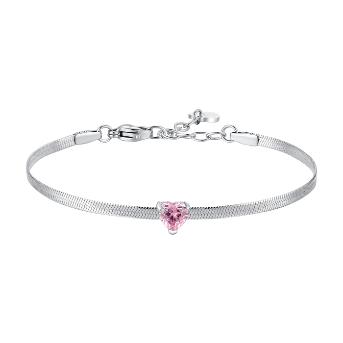 BRACCIALE DONNA IN ACCIAIO CON ZIRCONE ROSA