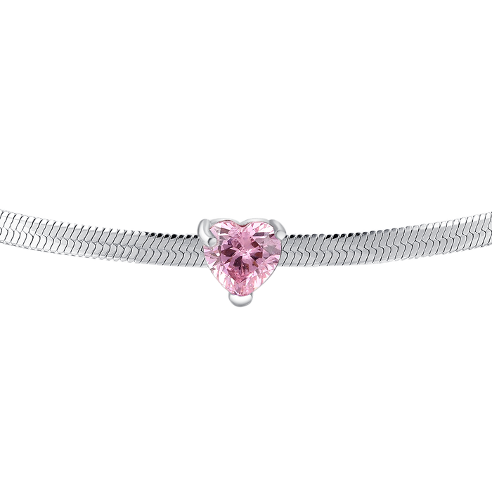 BRACCIALE DONNA IN ACCIAIO CON ZIRCONE ROSA
