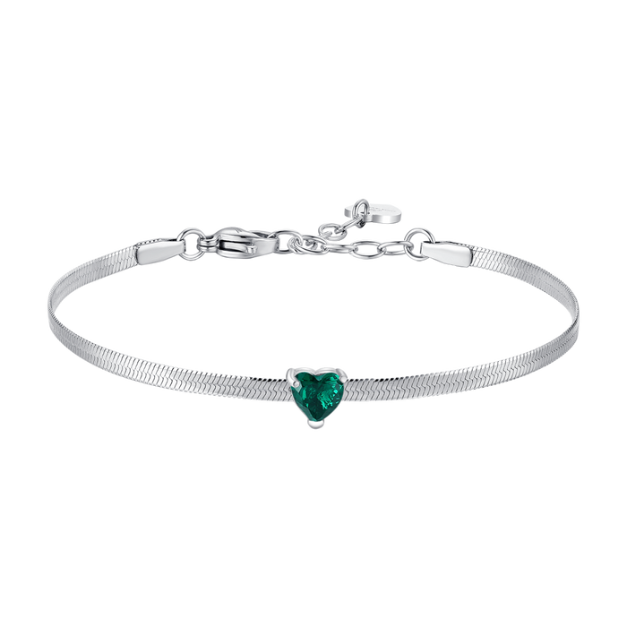 BRACCIALE DONNA IN ACCIAIO CON ZIRCONE VERDE