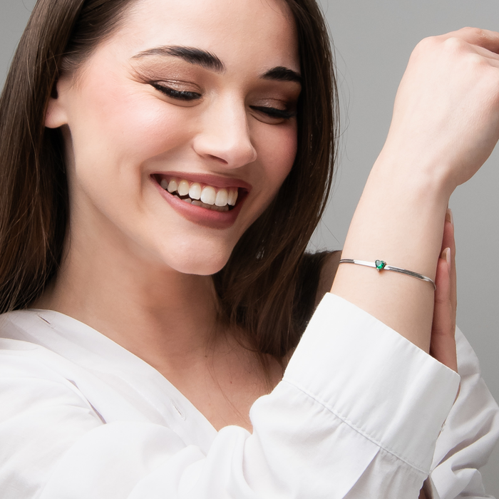 BRACCIALE DONNA IN ACCIAIO CON ZIRCONE VERDE