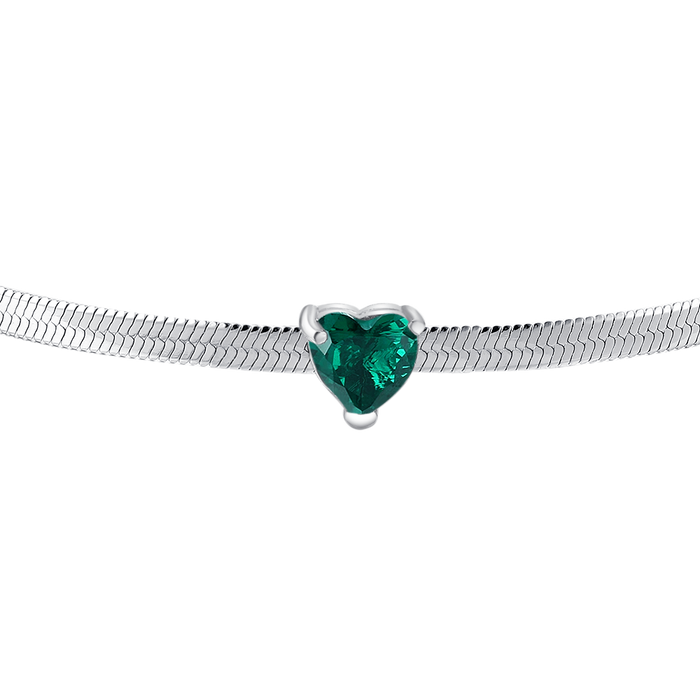 BRACCIALE DONNA IN ACCIAIO CON ZIRCONE VERDE