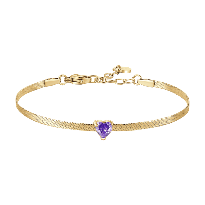 BRACCIALE DONNA IN ACCIAIO COLORE ORO CON ZIRCONE VIOLA