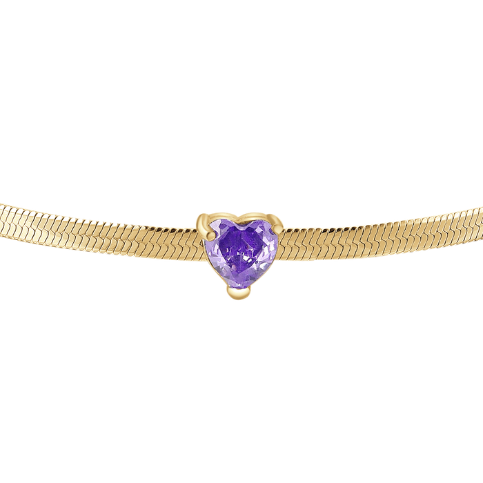 BRACCIALE DONNA IN ACCIAIO COLORE ORO CON ZIRCONE VIOLA