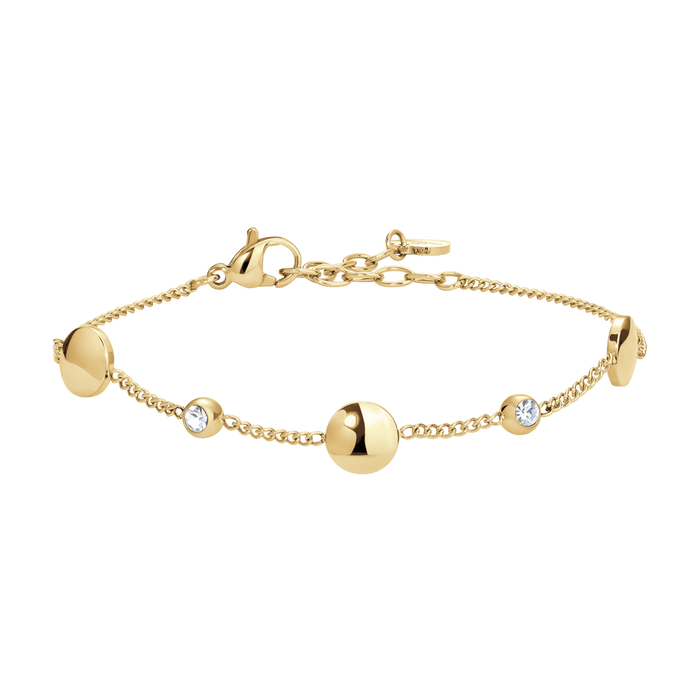BRACCIALE DONNA IN ACCIAIO CON ELEMENTI IN ACCIAIO IP GOLD E CRISTALLI BIANCHI