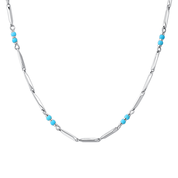 COLLANA UOMO IN ACCIAIO CON PIETRE TURCHESI