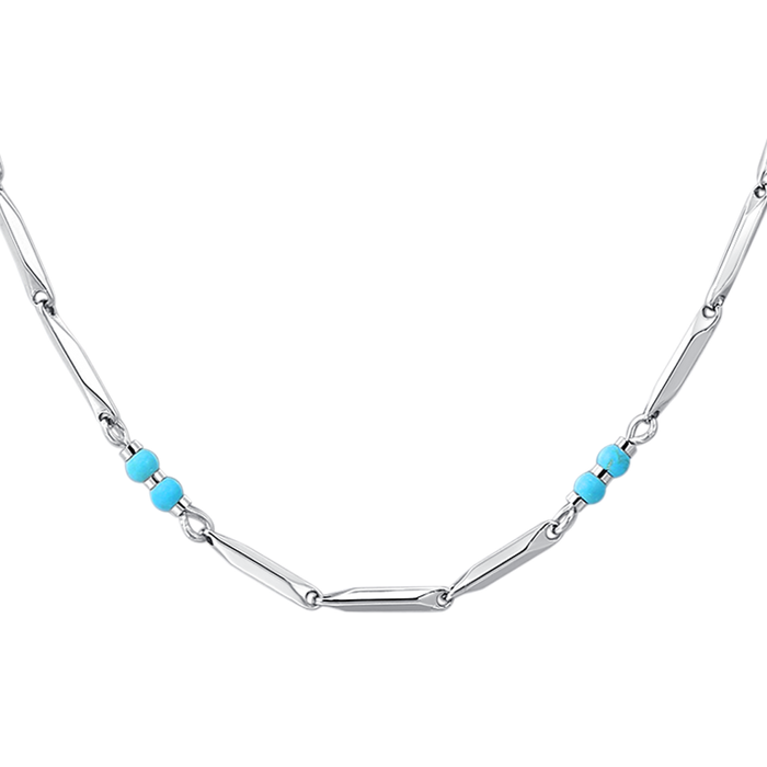 COLLANA UOMO IN ACCIAIO CON PIETRE TURCHESI
