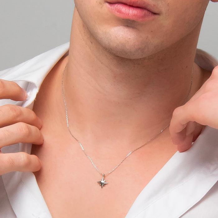 COLLANA UOMO IN ACCIAIO CON ROSA DEI VENTI