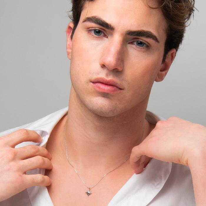 COLLANA UOMO IN ACCIAIO CON ROSA DEI VENTI