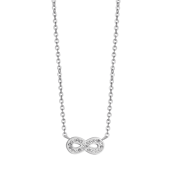 COLLANA DONNA IN ACCIAIO CON INFINITO E CRISTALLI BIANCHI