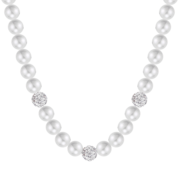 COLLANA DI PERLE DONNA CON CRISTALLI BIANCHI
