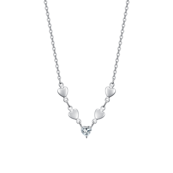 COLLANA DONNA IN ACCIAIO CON CUORI E ZIRCONI BIANCHI