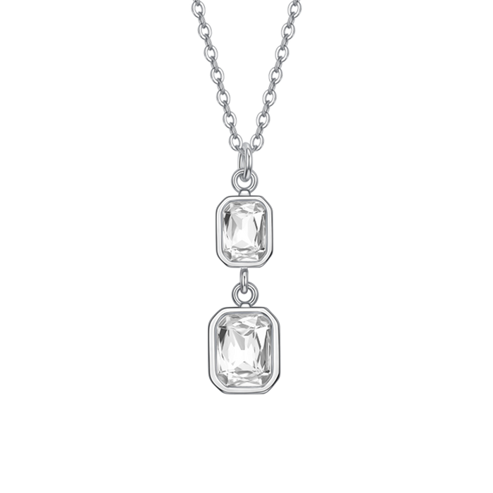 COLLANA DONNA IN ACCIAIO  CON CRISTALLI BIANCHI