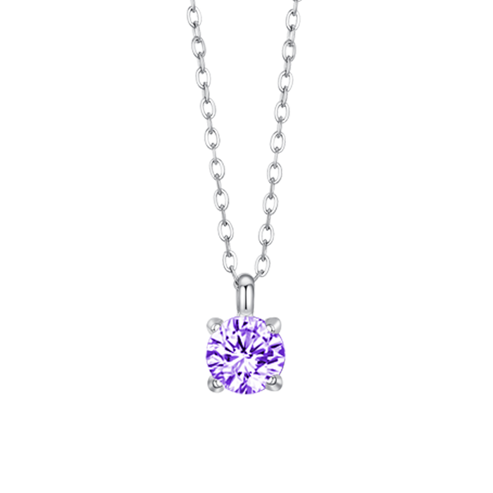 COLLANA DONNA IN ACCIAIO  ZIRCONE VIOLA