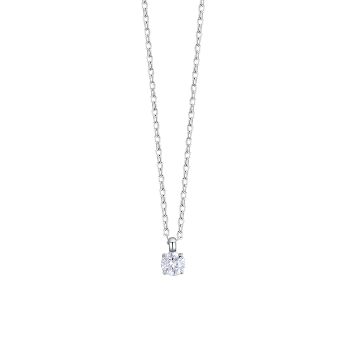 COLLANA DONNA IN ACCIAIO  CON CRISTALLO BIANCO