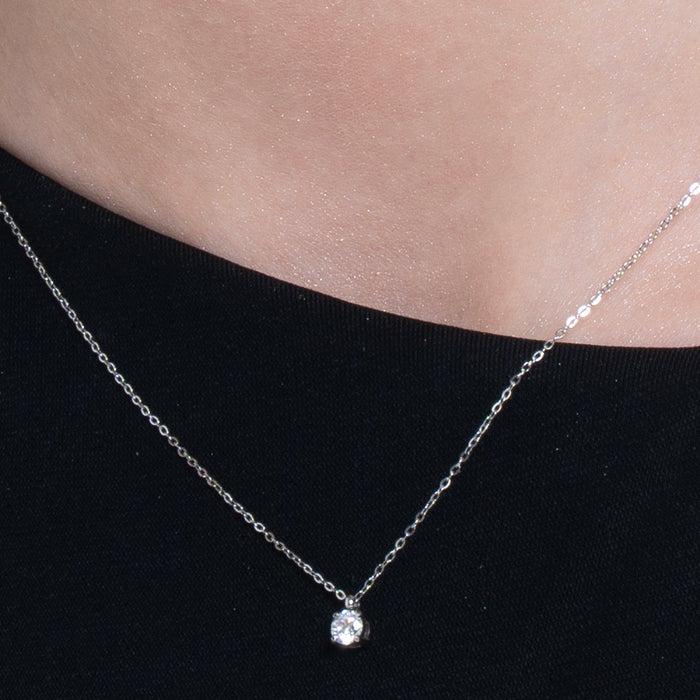 COLLANA DONNA IN ACCIAIO  CON CRISTALLO BIANCO