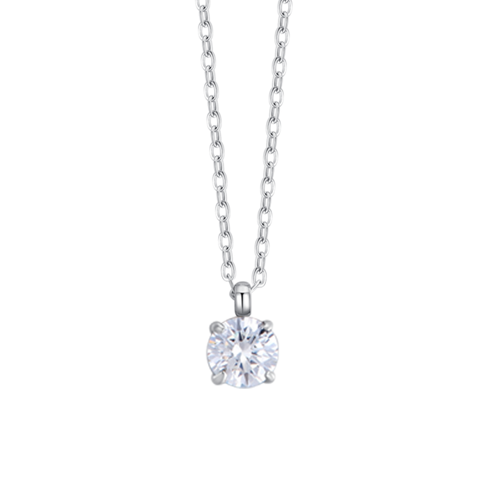 COLLANA DONNA IN ACCIAIO  CON CRISTALLO BIANCO