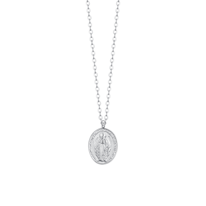 COLLANA DONNA IN ACCIAIO, MEDAGLIETTA CON MADONNINA MIRACOLOSA