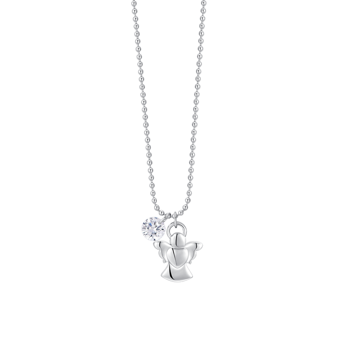 COLLANA DONNA IN ACCIAIO CON ANGELO E ZIRCONE BIANCO