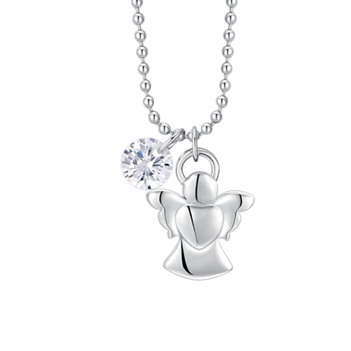 COLLANA DONNA IN ACCIAIO CON ANGELO E ZIRCONE BIANCO