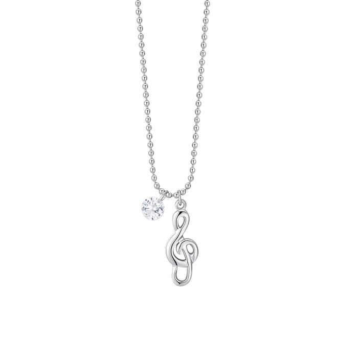 COLLANA DONNA IN ACCIAIO CON NOTA MUSICALE E ZIRCONE BIANCO
