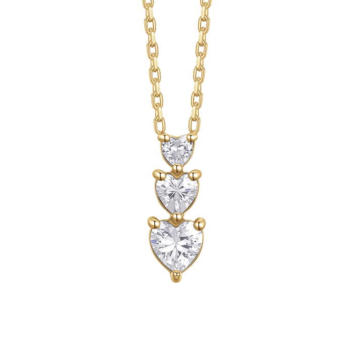 COLLANA DONNA IN ACCIAIO IP GOLD CON CUORI CON ZIRCONI BIANCHI