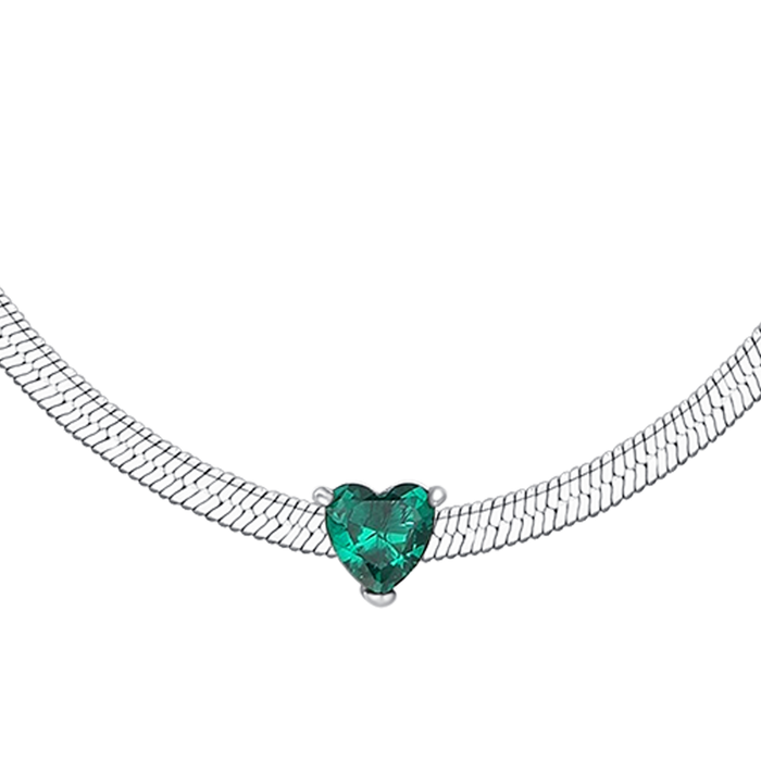 COLLANA DONNA IN ACCIAIO CON ZIRCONE VERDE