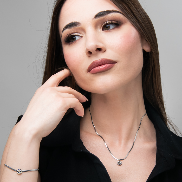 COLLANA DONNA IN ACCIAIO CON QUADRIFOGLIO