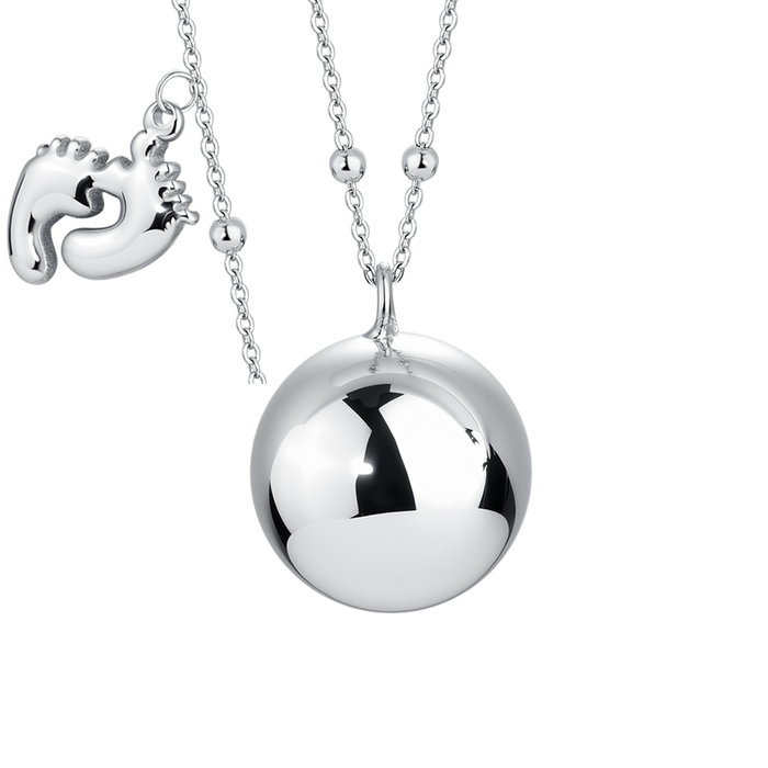 COLLANA CHIAMA ANGELI DONNA IN ACCIAIO, CIONDOLO IN METALLO CON CHARM PIEDINI