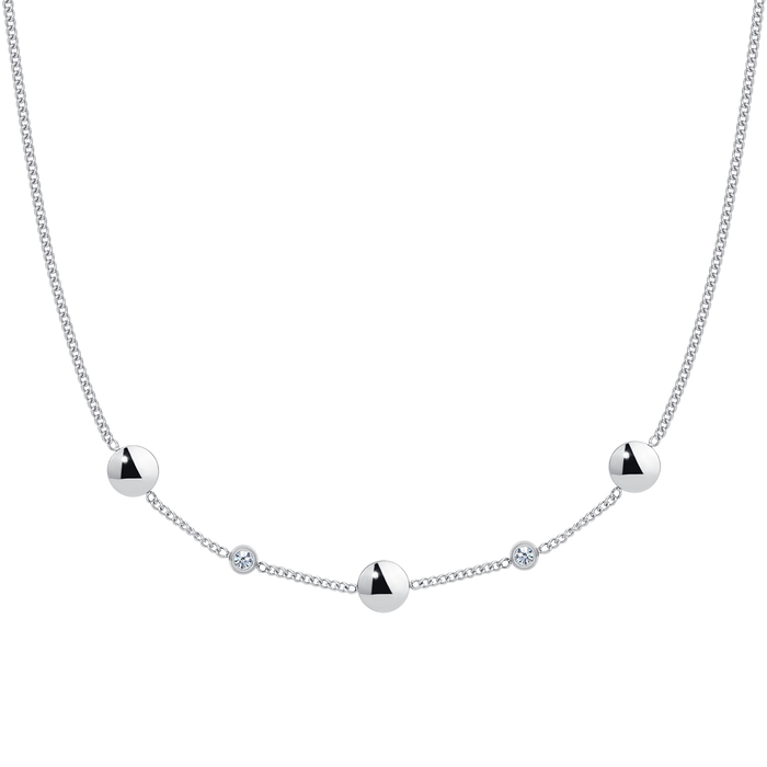 COLLANA DONNA IN ACCIAIO CON ELEMENTI IN ACCIAIO E CRISTALLI BIANCHI