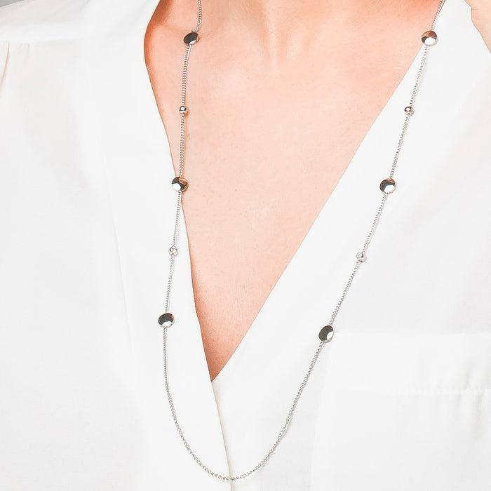 COLLANA DONNA IN ACCIAIO CON ELEMENTI IN ACCIAIO E CRISTALLI BIANCHI
