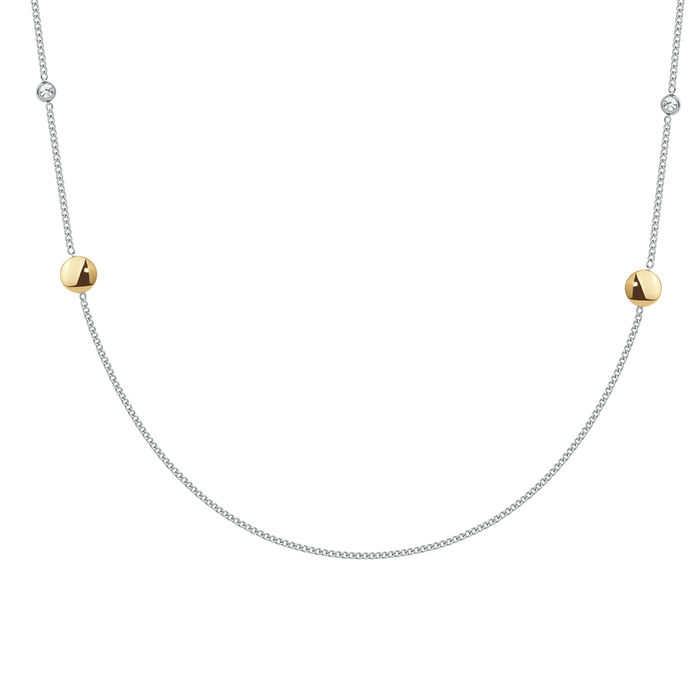 COLLANA DONNA IN ACCIAIO CON ELEMENTI IN ACCIAIO IP GOLD E CRISTALLI BIANCHI