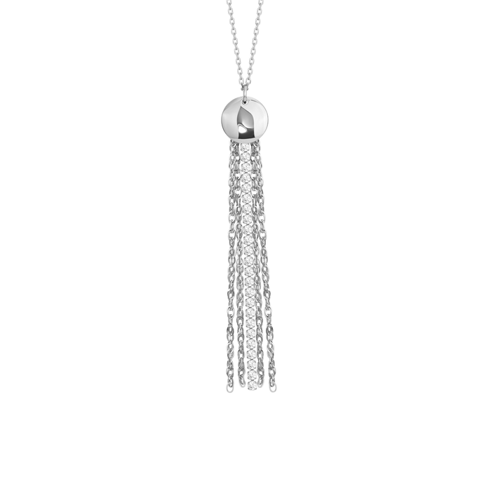 COLLANA DONNA IN ACCIAIO CON ELEMENTO IN ACCIAIO E CRISTALLI BIANCHI