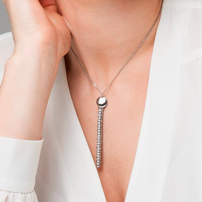 COLLANA DONNA IN ACCIAIO CON ELEMENTO IN ACCIAIO E CRISTALLI BIANCHI