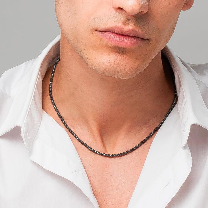 COLLANA UOMO IN ACCIAIO CON EMATITE NERA