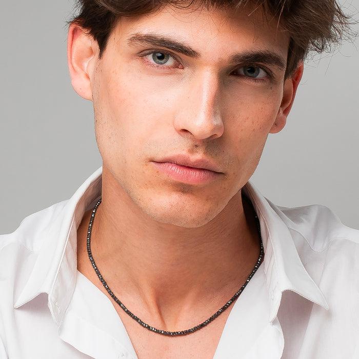 COLLANA UOMO IN ACCIAIO CON EMATITE NERA