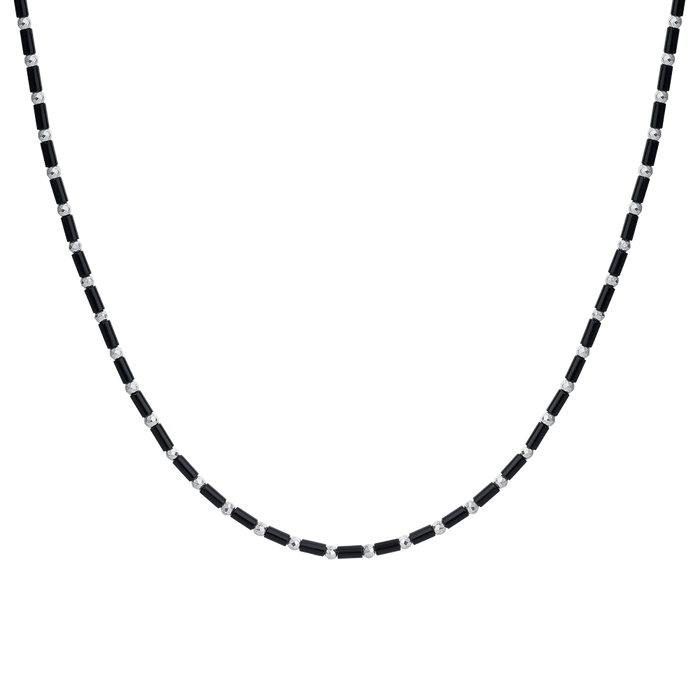 COLLANA UOMO IN ACCIAIO CON AGATA NERA ED EMATITE