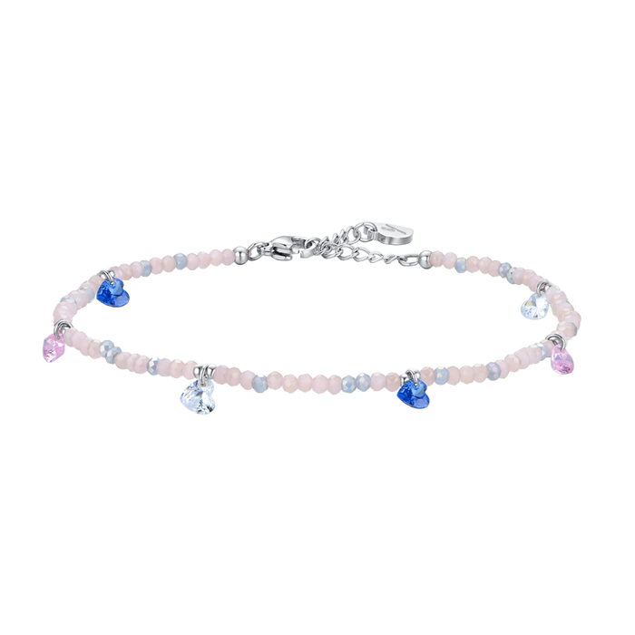 CAVIGLIERA DONNA IN ACCIAIO PIETRE ROSA E CRISTALLI MULTICOLOR