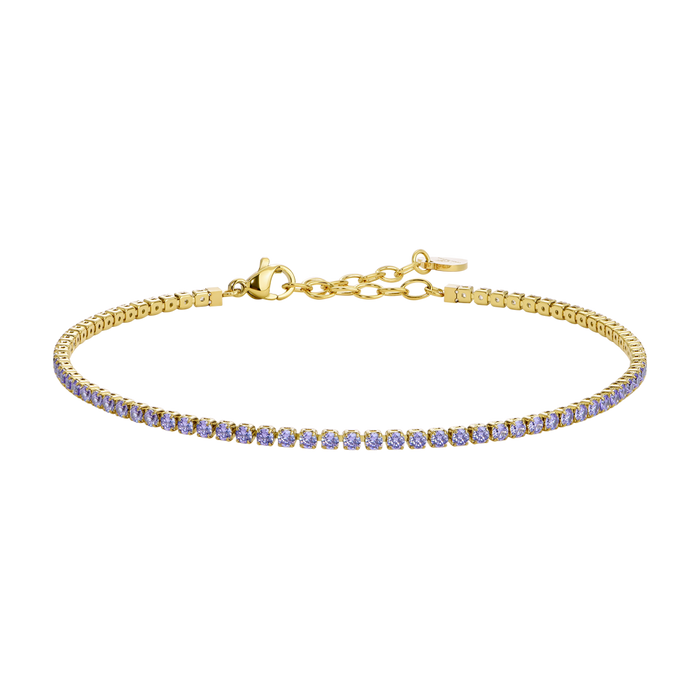 CAVIGLIERA DONNA IN ACCIAIO IP GOLD CON ZIRCONI VIOLA
