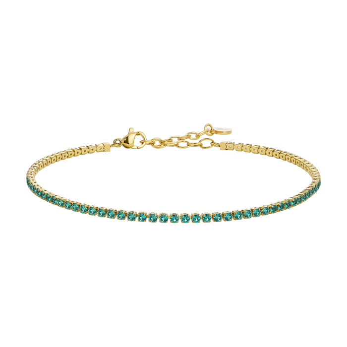 CAVIGLIERA DONNA IN ACCIAIO IP GOLD CON ZIRCONI VERDI