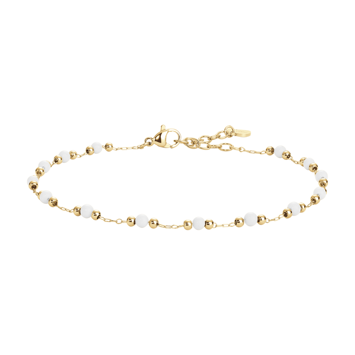 CAVIGLIERA DONNA IN ACCIAIO IP GOLD CON PERLE BIANCHE